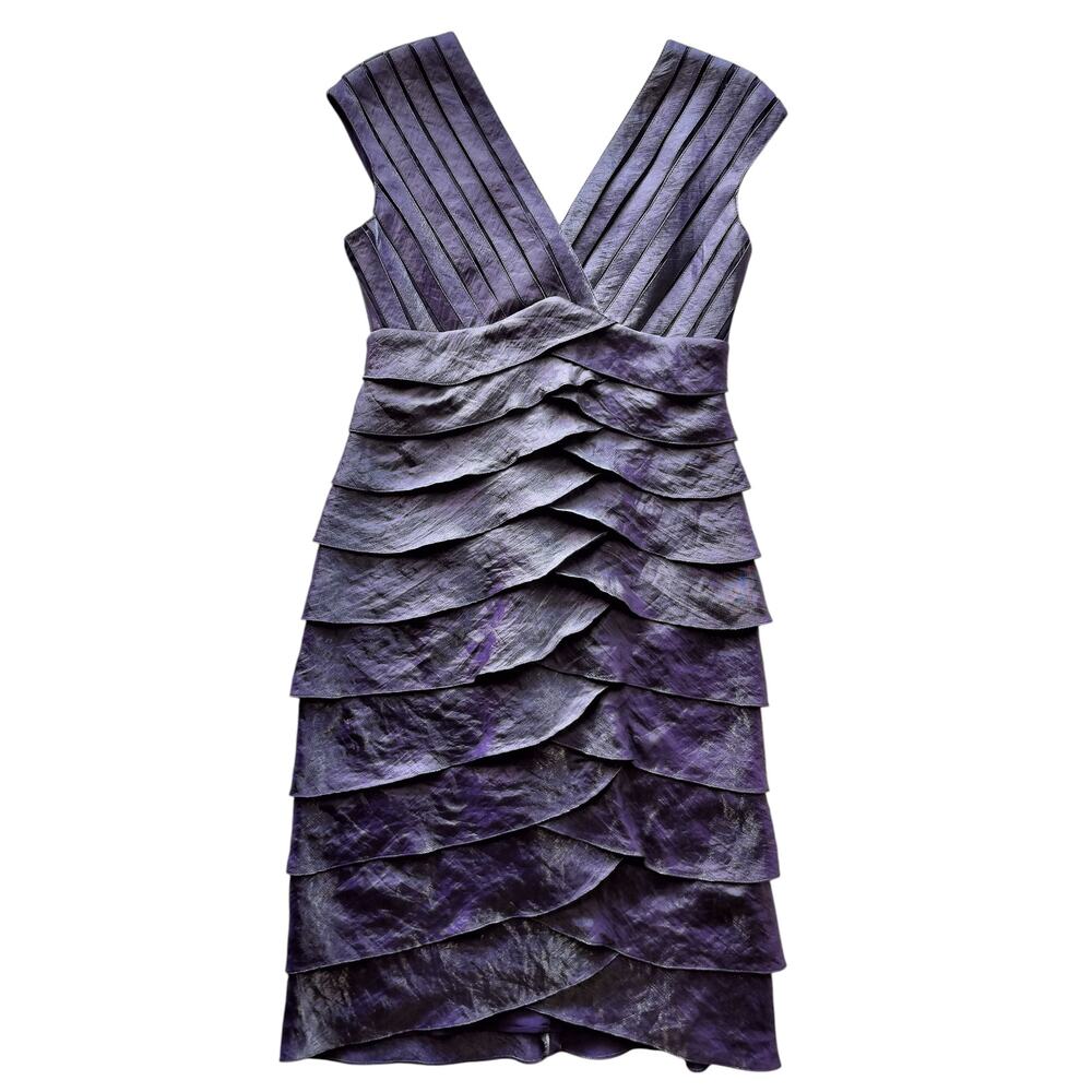 Adrianna Papell Women's‎ Purple Shimmer Tiered Cocktail Party Dress Size 4